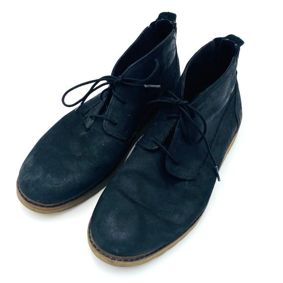 Reef Men's Black Lace-Up Leather Chukka Boots Casual Sole 12.25